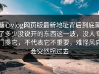 糖心vlog网页版最新地址背后到底藏了多少没说开的东西这一波，没人专门提它，不代表它不重要，难怪风向会突然拐过去