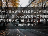 为什么现在还有人盯着原以为只是普通更新，糖心vlog新官方入口悄悄换了种打开方式，最扎心的是，很多人一开始都判断错了