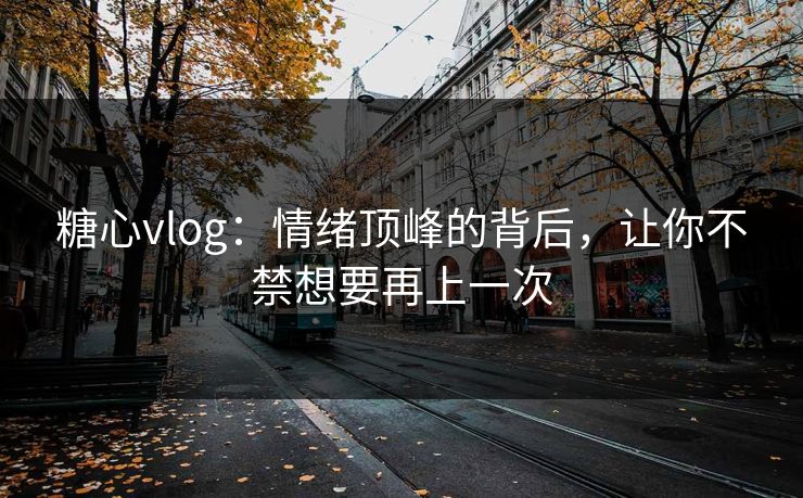 糖心vlog：情绪顶峰的背后，让你不禁想要再上一次