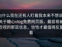 为什么现在还有人盯着我本来不想说，关于糖心vlog免费网页版，最容易被忽视的那层信息，恰恰才最值得反复看