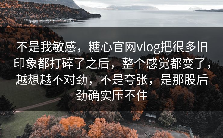 不是我敏感，糖心官网vlog把很多旧印象都打碎了之后，整个感觉都变了，越想越不对劲，不是夸张，是那股后劲确实压不住